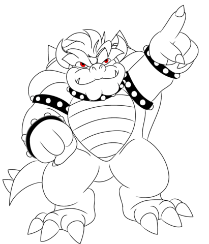 Bowser Is Pointing Coloring Page